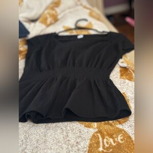 Old Navy Black Smocked Waist Blouse NWT Size small